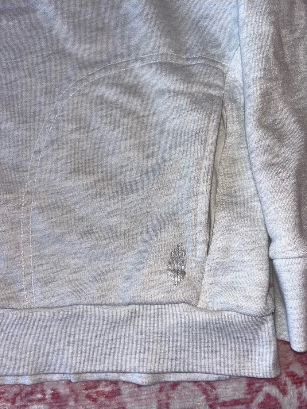 FP Movement by Free People Gray V-Neck Cropped Pullover with Gray and Coral Trim - Picture 3 of 13